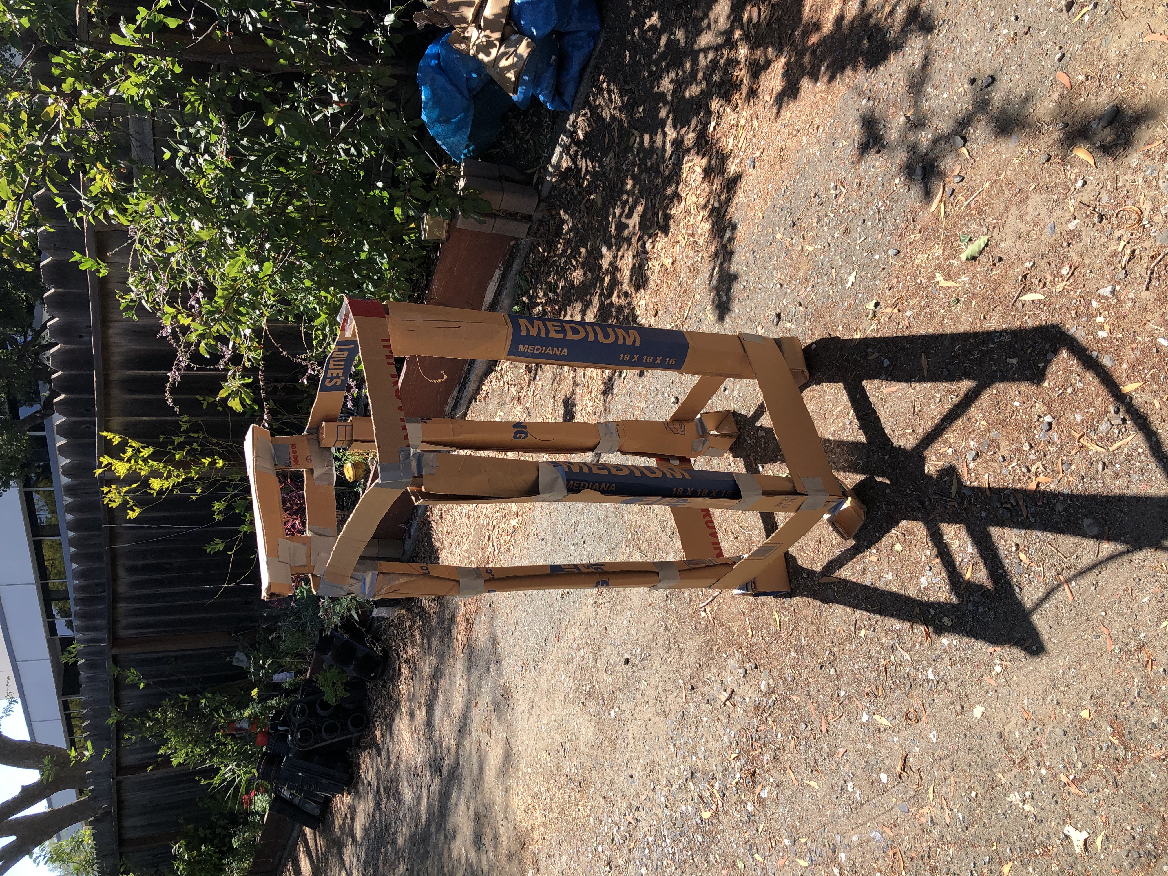 cardboard prototype of a garden cart